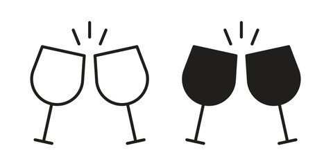 Glass-cheers icons of black colored in various styles