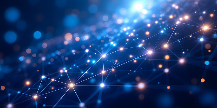 Blue digital network background web banner