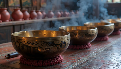 Traditional Chinese tea ceremony with ceramic tea set