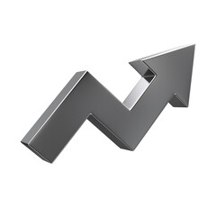 Up silver arrow isolated. Rise chart concept. 3d rendering