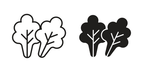 Lettuce icons of black colored in various styles