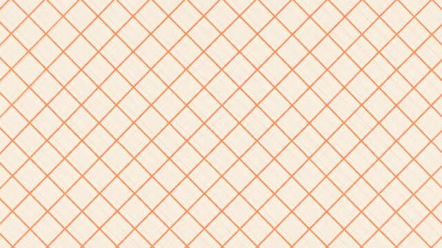 A geometric pattern with overlapping diagonal orange lines on a cream-colored textured background
