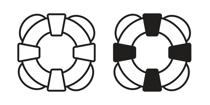 Life buoy icons of black colored in various styles