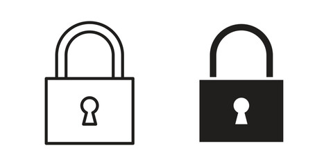 Lock icons of black colored in various styles