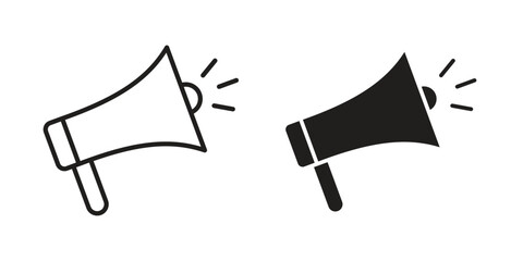 Megaphone icons of black colored in various styles