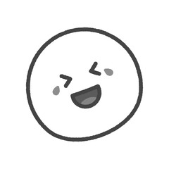 斜めに傾き涙を流して笑い転げる顔の絵文字 - 爆笑･おもしろい･ウケて笑い泣きの表情の手書きアイコン