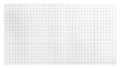 sheet of white grid paper isolated on white