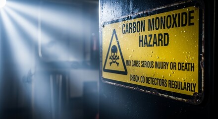 Carbon Monoxide Hazard Sign with Warning and Symbol in Industrial Environment