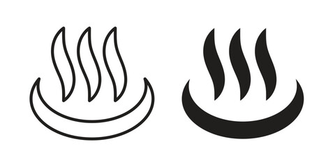 Onsen icons of black colored in various styles
