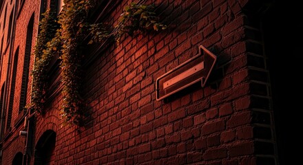 Brick Wall With Directional Arrow Suggests Urban Pathways And Strategic Navigation