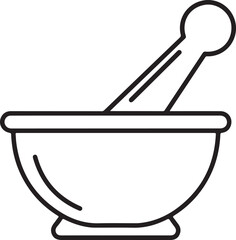 Mortar and pestle icon for grinding herbs spices and medication health