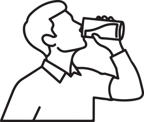 Outline drawing of a person drinking a refreshing beverage from a glass