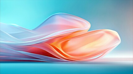 Abstract flowing fabric waves in soft pastel colors with a gradient background, creating a sense of movement and elegance.