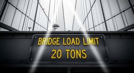 Bridge Regulations Indicated Through Signage with Load Limit Under a Dramatic Sky