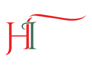 Modern HI Initial Letter Swoosh Icon Design