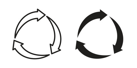 Recycle icons of black colored in various styles