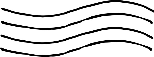 Vintage Wavy Postmark Cancellation &ndash; Hand-Drawn Wave Lines, Rough Ink Texture, Mail & Postcard Illustration, Isolated SVG