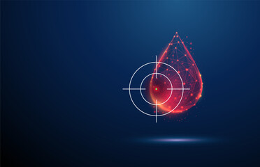 Blood drop inside target. Targeted blood diagnostics, precision blood analysis, personalized medicine, hematology testing, infection detection, medical research concept.