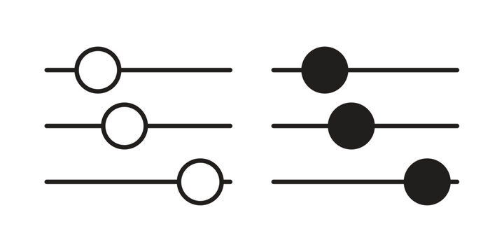 Settings sliders icons of black colored in various styles