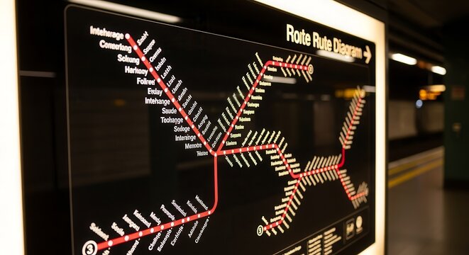 Clear And Detailed Subway Route Diagram Displayed, Guiding Commuters To Destinations