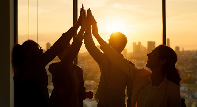 Team celebrating success and teamwork