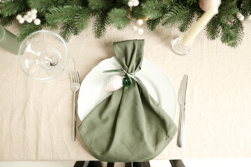 Naklejka premium Christmas white interior. Living room in loft.