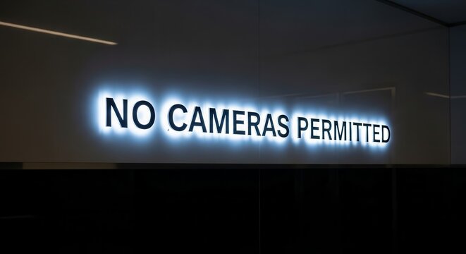 Clear Illumination Of No Cameras Permitted Signage For Restricted Zones Awareness