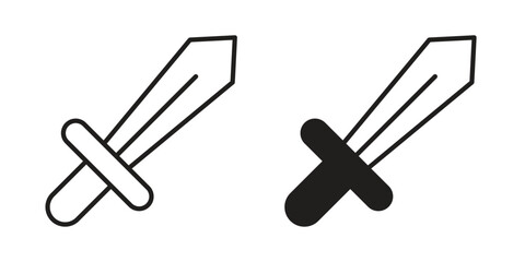 Sword icons of black colored in various styles