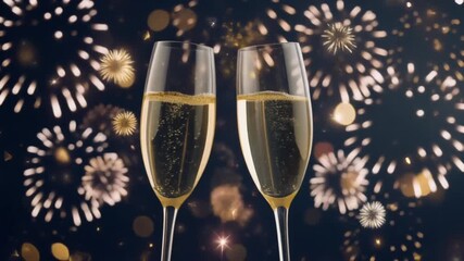 celebrating the New Year's Eve, clinking champagne glasses