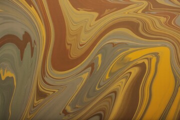 Obraz premium Swirls of brown and yellow abstract paint background texture