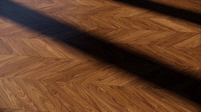 close up of wood herringbone parquet floor animation with daily shading