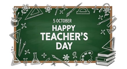 Happy teachers day chalkboard with drawing