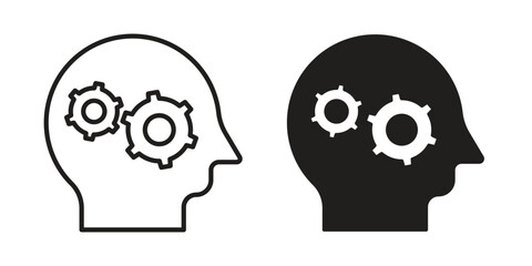 Thinking icons of black colored in various styles