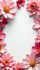 Abstract floral frame with soft petals, delicate lines, elegant, design element