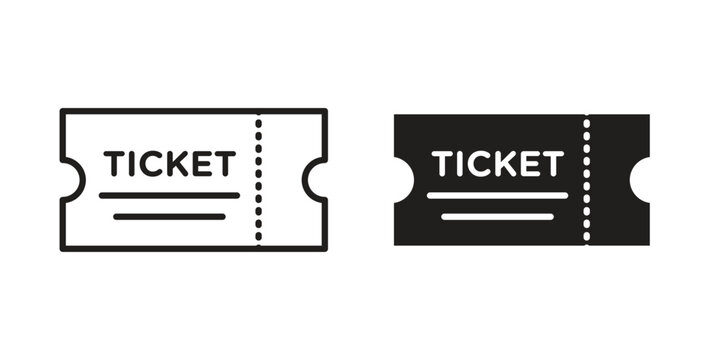 Ticket icons of black colored in various styles