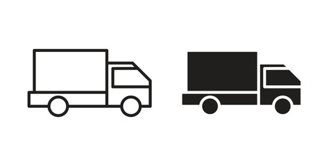 Truck icons of black colored in various styles