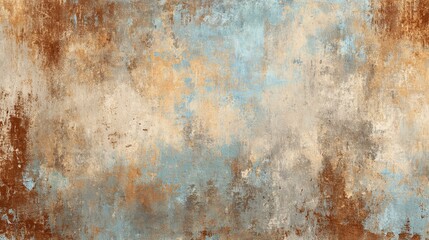 Obraz premium Distressed wall texture with earthy tones and faded blue creates an artistic, vintage vibe perfect for backgrounds and creative projects