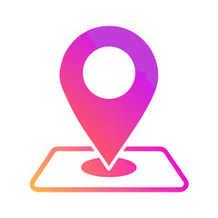 Gradient location pin on a map with purple and pink colors indicating a specific geographic point