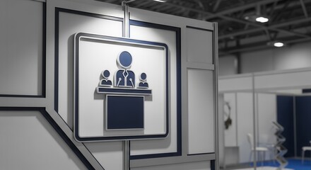 Conference Icon Sign Displayed with Business and Presentation Aesthetic Imagery