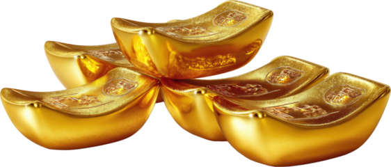 Golden ingots symbolizing wealth and prosperity