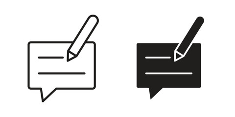 Write comment icons of black colored in various styles