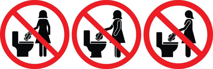 No entry for women in restrooms with toilet paper silhouette