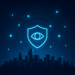 Cyber security city surveillance shield icon