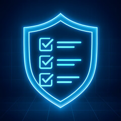 Cyber security compliance checklist shield icon