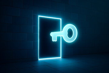 Cyber security access control with glowing digital key