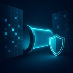 Secure data tunnel and shield cybersecurity concept