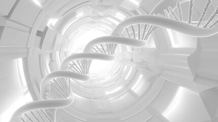 White Abstract DNA Helix Structure on Bright Background