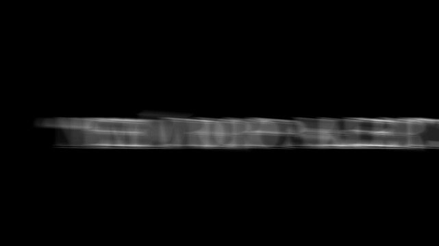 "Generate a cinematic, dark title card with a high-impact, distorted word like 'TRAPPER' or 'TRADENET.' The design should use extreme motion blur, a horizontal stretch effect, and subtle RGB ghosting/
