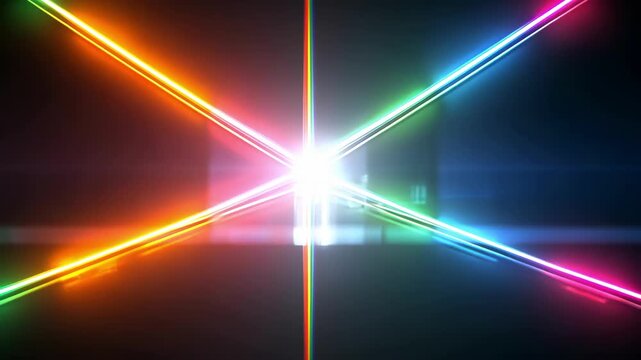 Chromatic Cyclone: Looping Five-Color Neon Beam in Motion