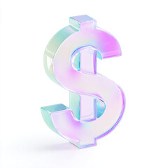 Iridescent Glass Dollar Sign Sculpture Symbolizing Finance, Wealth, and Modern Economics